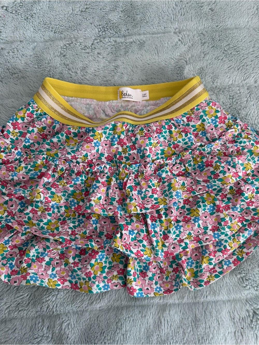 Boden Floral Ruffle Skort in Pink and Yellow